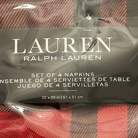 Ralph Lauren Buffalo Plaid Check 20”x20” Dinner Napkins new X 4 - Picture 2 of 6